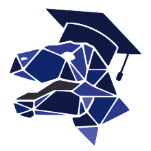 Logo IT-REX: Dino with graduate cap.